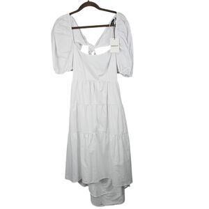 Bardot White Maxi Tear Layered Puff Short Sleeve Dress Size M